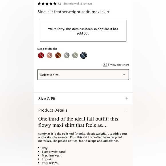 NWT J CREW Side-slit featherweight satin maxi skirt Top Rated Deep Midnight - Picture 10 of 10